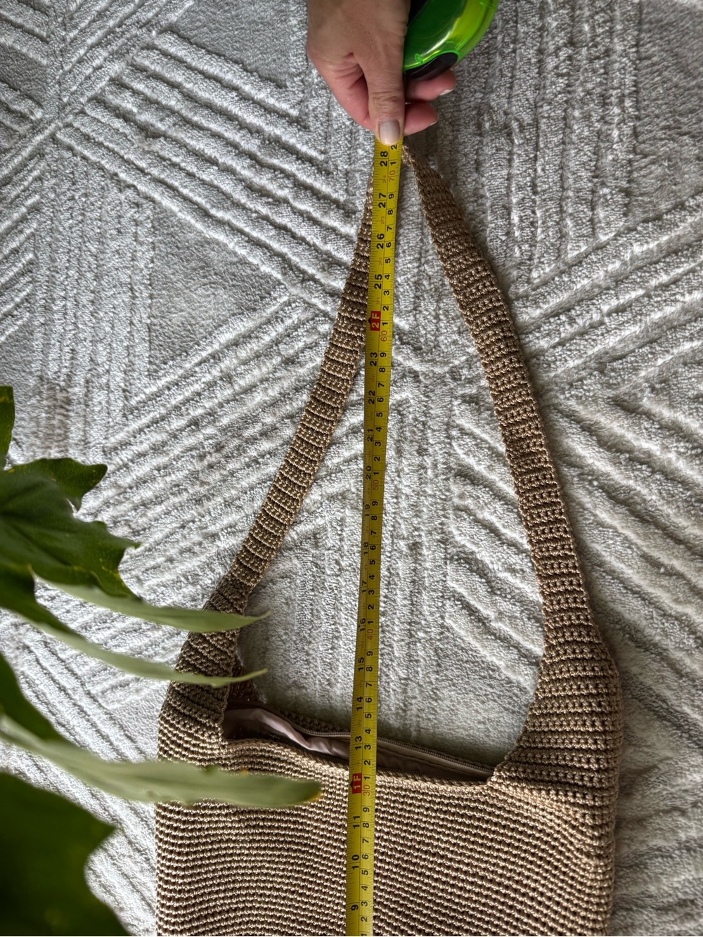 Crochet Crossbody Bag in Natural Tan - Picture 9 of 13